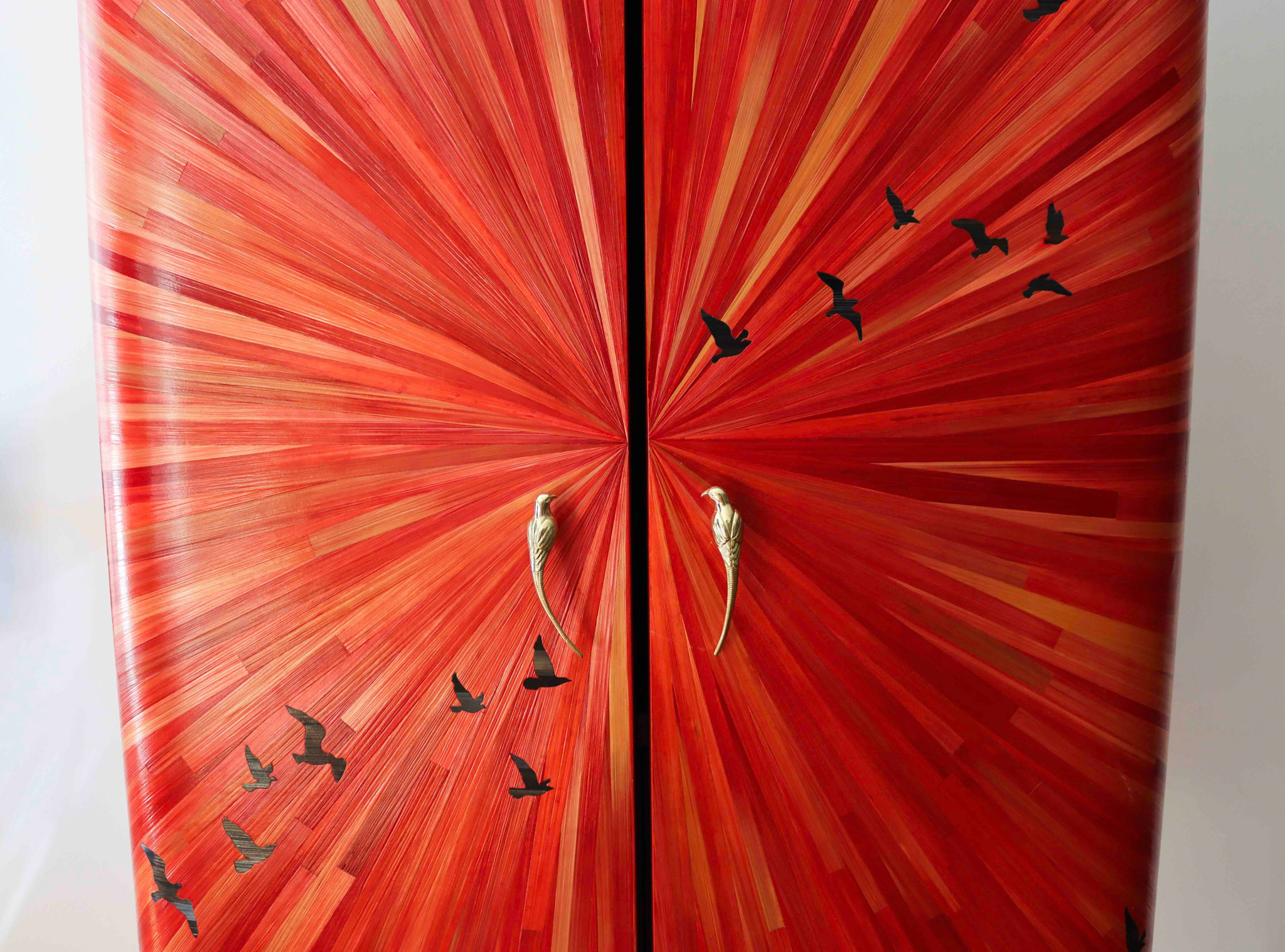 Cabinet bar - Marqueterie de paille