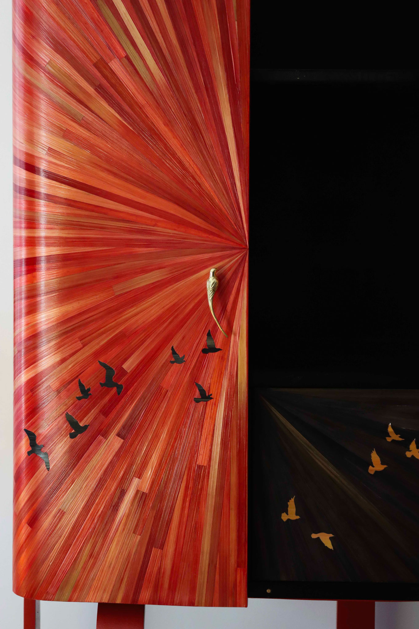 Atelier LASTO - Stéphanie TROLEZ - Cabinet bar - Marqueterie de paille