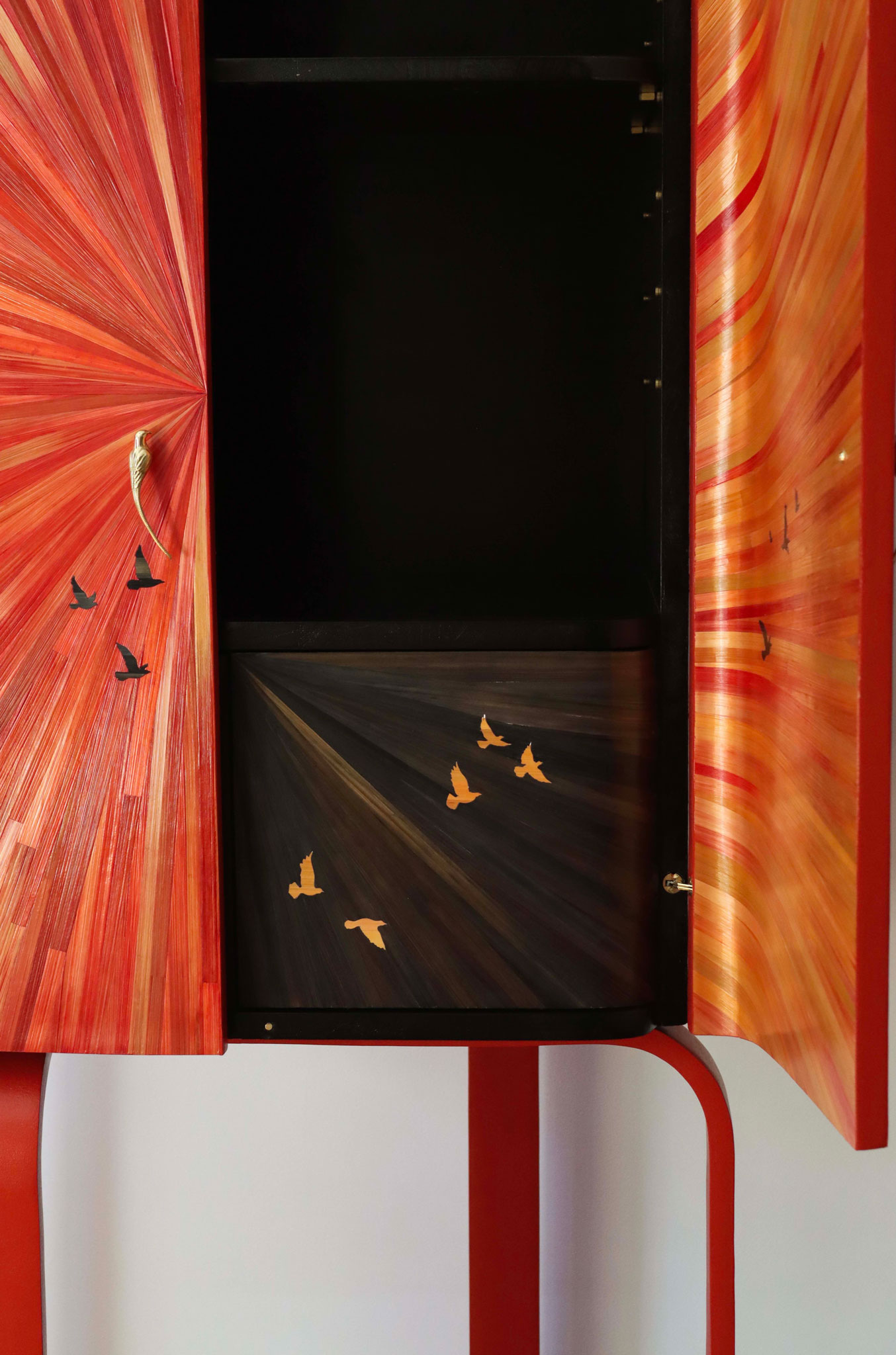 Atelier LASTO - Stéphanie TROLEZ - Cabinet bar - Marqueterie de paille