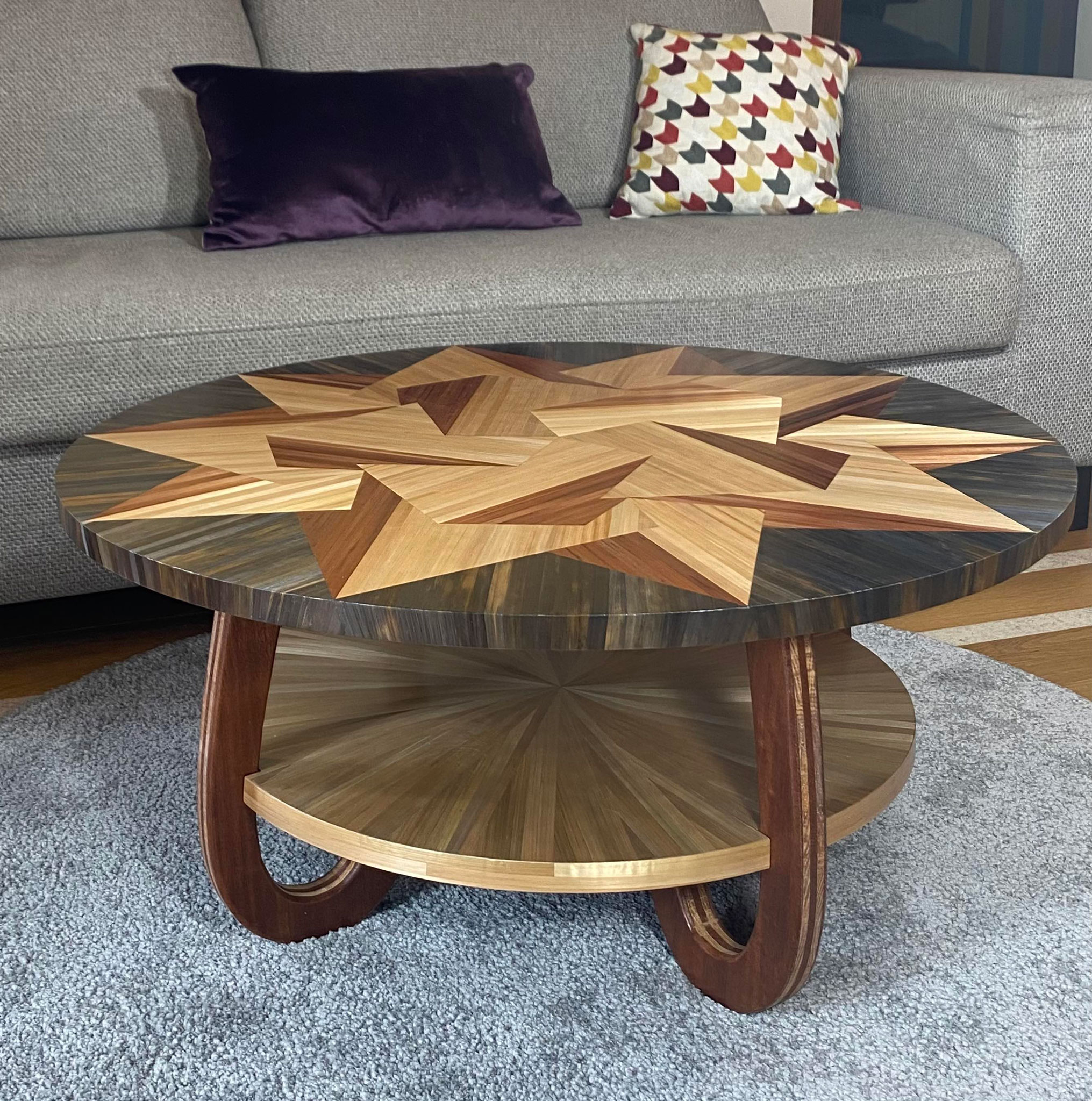 Atelier LASTO - Stéphanie TROLEZ - Table basse - Évasion - Marqueterie de paille