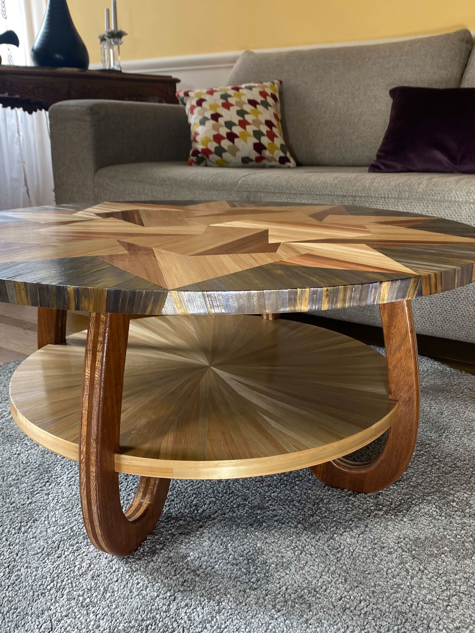 Atelier LASTO - Stéphanie TROLEZ - Table basse - Évasion - Marqueterie de paille