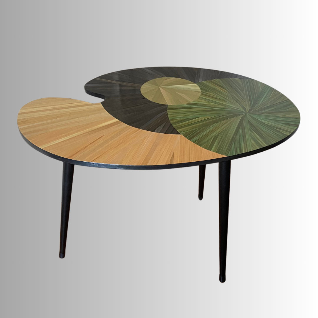 Atelier LASTO - Stéphanie TROLEZ - Table basse - Palette version upcycling - Marqueterie de paille