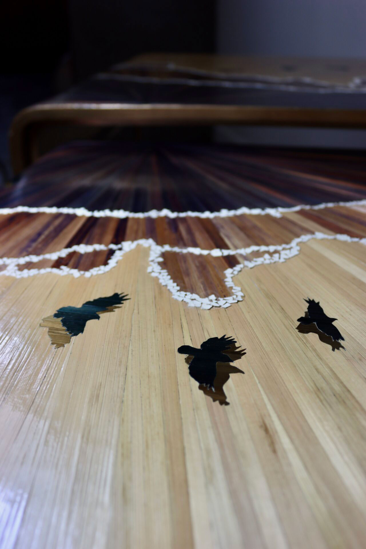 Atelier LASTO - Stéphanie TROLEZ - Tables gigognes - Crépuscule - Marqueterie de paille